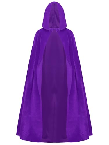 Jowowha Kinder Kapuzen Umhang Jungen Mädchen Mittelalter Umhang Robe Weihnachten Umhang Cape Halloween Karneval Fasching Verkleidung Lila 122-134 von Jowowha