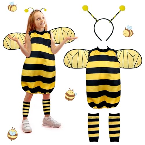 Joxessaien Biene Kostüm Kinder Kostüme Fasching Haarreif Cosplay Halloween Karneval Mottoparty Verkleidung Party Lustige Outfit für Kinder Jungen Mädchen 3 4 5 6 7 8 9 10 Jahre(130) von Joxessaien