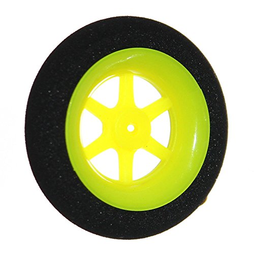 Joy-Button 2X Modellbau Speichen Rad 30, 40, 50mm Komplettrad Felge Neongrün Reifen Schwarz Auto Motorrad Flugzeug Modell Neu (40x10) von Joy-Button