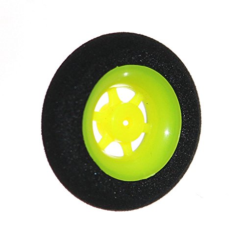 Joy-Button 2X Modellbau Speichen Rad 30, 40, 50mm Komplettrad Felge Neongrün Reifen Schwarz Auto Motorrad Flugzeug Modell Neu (30x9) von Joy-Button