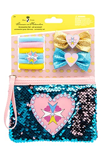 Joy Toy Maja Prinzessin von Hohenzollern - Kollektion Prinzessin Herzens Orden Set mit Zöpfchenhaltern, Haarspangen und Pailletten-Beautytäschchen von Joytoy