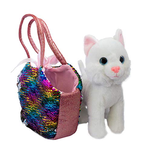 Joy Toy 52268 Joytoy Catty Plüsch 20 cm im magischen Pailletentäschchen 13x25x20 cm, Mehrfarbig, Small von Joytoy