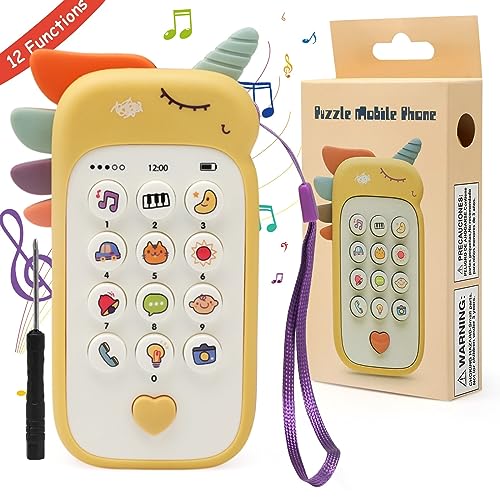 JoyJoyful Baby Handy Spielzeug ab 3 Monate, Telefon Fernbedienung Spielzeug 6 9 12 Monate, Musikalische Spielzeuge für Babies, Lernspielzeug ab 1 Jahr mit Liedern Geräuschen Geschenk Mädchen Jungen von JoyJoyful