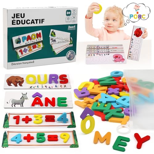 Französisch Buchstaben Lernen Spielzeug ab 3 4 5 7 8 Jahre Junge Mädchen, Montessori Spielzeug ab 3-8 Jahre, Kinderspielzeug Lernspiele ab 3-8 Jahre Geschenke, Kognitive Fähigkeiten, Edukativ von JoyJoyful