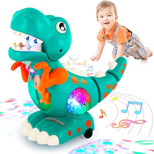 JoyJoyful Baby Dinosaurier Spielzeug ab 1 2 3 Jahre, Dino Spielzeug ab 6 7 8 10 12 Monate, Musikalische Spielzeuge für Babies, Krabbel Spielzeug Mit Led, Babyspielzeug Geschenk für Junge Mädchen von JoyJoyful