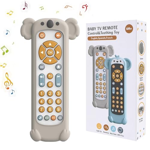 JoyJoyful Baby Fernbedienung Spielzeug ab 6 Monate, Musikalische Spielzeuge für Babies mit Englisch/Französisch/Spanisch, Lernspielzeug mit Liedern Geräuschen Geschenk Mädchen Jungen (Weißer Koala) von JoyJoyful