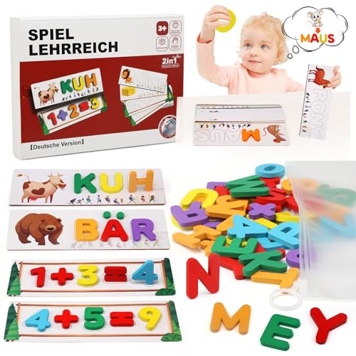 JoyJoyful Deutsch Buchstaben Lernen Spielzeug ab 3 4 5 6 Jahre Junge Mädchen, Holzpuzzle Puzzle ab 3 Jahre, Montessori Spielzeug ab 3-8 Jahre, Kinderspielzeug Lernspiele ab 3-8 Jahre Geschenke von JoyJoyful