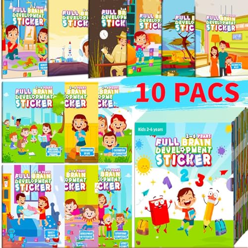 JoyJoyful 10 Pack Wiederverwendbare 3D Sticker Szenen Buch für 2 3 4 Jahre alte Kleinkinder, Jelly Sticker Spiel pädagogische sensorische Lernspielzeug, Reisen Aufkleber von JoyJoyful