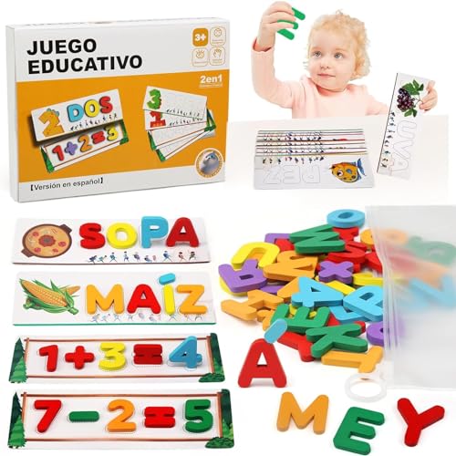 Spanisch Buchstaben Lernen Spielzeug ab 3 4 5 7 8 Jahre Junge Mädchen, Montessori Spielzeug ab 3-8 Jahre, Kinderspielzeug Lernspiele ab 3-8 Jahre Geschenke, Kognitive Fähigkeiten, Edukativ von JoyJoyful