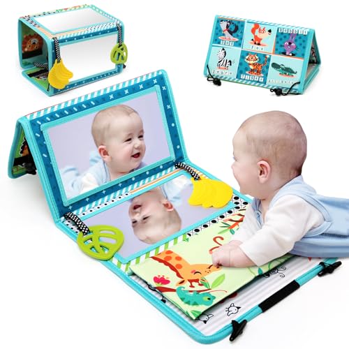 JoyLife Baby Spiegel Spielzeug,Faltbares Bauchlage Spielzeug, Ideal als Fühlbuch für Neugeborene,Visuelle Auditive Taktile Stimulation Montessori Spielzeug Geschenke für Neugeborene 0 3 6 12 Monate von JoyLife