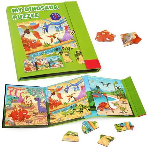 JoyLife Magnetische Puzzle, Magnet Puzzle für Kinder ab 3-5,Montessori Kinderpuzzle,17-21-24 Stück Dinosaurier Kinderpuzzle,es Lernspielzeug Geschenk für ab 3 4 5 Jahre Kleinkind Mädchen Jungen von JoyLife