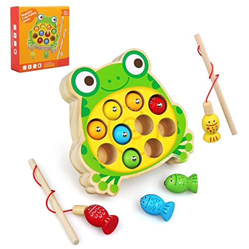 JoyPlus Magnetspiel Angelspiel Holzspielzeug 2 Jahre,Montessori Spielzeug 2 Jahre,Fische Angeln Spiel 2 Jahre,Magnetspiel Fischen Spielzeug aus Holz,Lernspielzeug Geschenk für Kinder ab 2 3 4 5 Jahre von JoyPlus