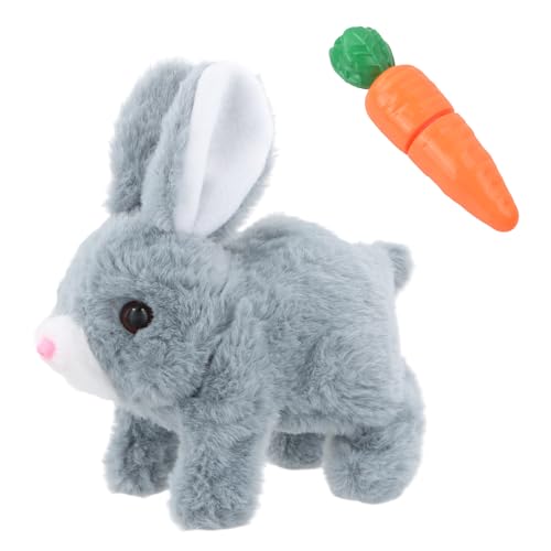 Bunny Toys, Niedliches Stoffkaninchen-Spielzeug mit Karottenspielzeug, Hase Elektrisch Spielzeug, Niedliches Häschen-Ostern-Plüschtier-Ostern-Geschenke für Kinder (Grau) von Joyan