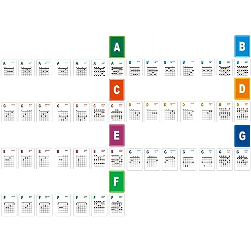 Joyance Gitarre Akkorde Karte Gitarre Akkorde Karte, 49 Blatt, 6 Saiten Akustische E-Gitarre Akkord Lernkarten zum Üben, Einfache Referenztabelle für Anfänger von Joyance