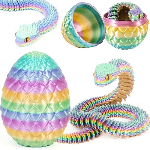 Joycabin 3D Gedruckte Schlange Spielzeug, Ostern 3D Gedrucktes Drachenei Schlangeneier, Easter Schlangeneier, 3D Gedruckte Tiere Spielzeug für Kinder Geschenke Schreibtisch Wohnkultur (Rainbow) von Joycabin