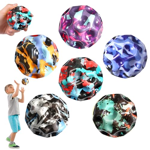 Joycabin 6 Stück Moon Ball, Sprünge Gummiball, Galaxy Ball, Flummies für Kinder, Space Ball EIN Knallendes Geräusch Machen Bouncing Ball Toy für Kinder und Erwachsene (Camouflage) von Joycabin