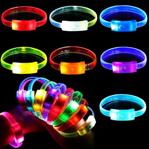 Joycabin 7 Stück LED Leuchtarmbänder Blinkende Armbänder knicklichter kinder Beleuchtendes Spielzeug Armreif Party Zubehör für Erwachsene Kinder Geburtstagsparty Geschenke Party Deko Hochzeiten von Joycabin