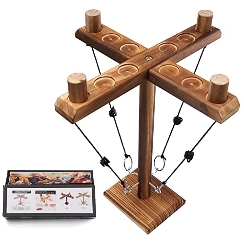 Hooks Ring Toss Game für Kinder Erwachsene, Joycabin Handgefertigte Tischplatten Brettspiele mit Punktetafel, Interaktives Haken Ring Wurfspiel für Home Party von Joycabin