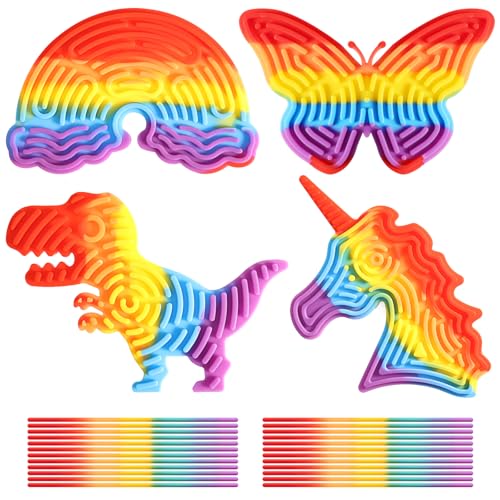 Joycabin Sensorik Activity Board, 4 Stück Doppelseitiges Aktivitätsbrett mit 44 Stäbe, Silikon Fidget Spielzeug, Sensorisches Aktivitätstafel für Kinder und Erwachsene, Stressabbau, ADHS und Autismus von Joycabin