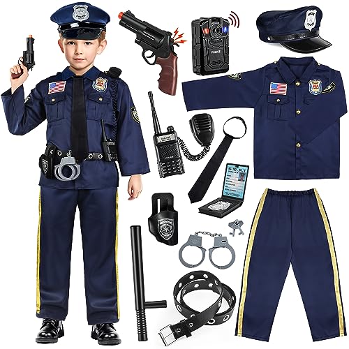 Joycover Polizistenkostüm für Kinder, luxuriöses Polizeikostüm für Kinder, mit Zubehör, Halloween-Kostüm für Jungen und Mädchen, Rollenspiel-Set für Polizeikostüm für von Joycover