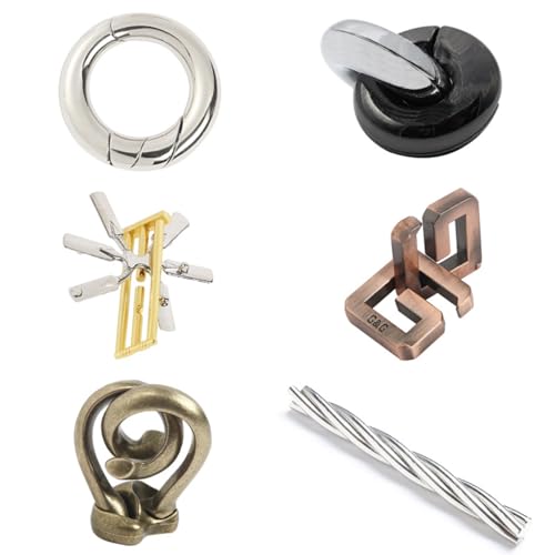 Joyeee 6-teiliges Denksport Puzzle aus Metalldraht, Denkspiel IQ Test zum Entsperren von Spielzeug, Interlock Challenge Puzzle Spiel, pädagogisches Spielzeug, Geschenk für Teenager, Erwachsene, #G Joyeee 6-teiliges Denksport Puzzle aus Metalldraht, Denkspiel IQ Test zum Entsperren von Spielzeug, Interlock Challenge Puzzle Spiel, pädagogisches Spielzeug, Geschenk für Teenager, Erwachsene, #G von Joyeee