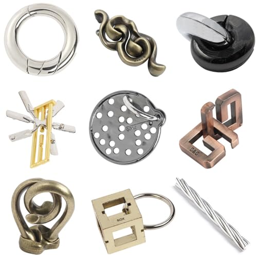 Joyeee 9-teiliges Denksport Puzzle aus Metalldraht, Denkspiel IQ Test zum Entsperren von Spielzeug, Interlock Challenge Puzzle Spiel, pädagogisches Spielzeug, Geschenk für Teenager, Erwachsene, #G Joyeee 9-teiliges Denksport Puzzle aus Metalldraht, Denkspiel IQ Test zum Entsperren von Spielzeug, Interlock Challenge Puzzle Spiel, pädagogisches Spielzeug, Geschenk für Teenager, Erwachsene, #G von Joyeee