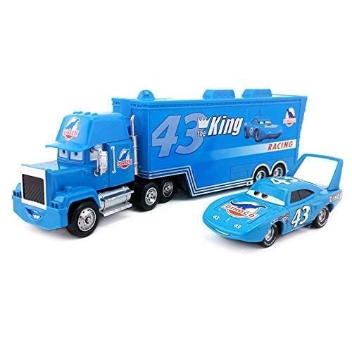 Autos Mack Onkel Blitz McQueen King Francesco Küken Hicks Hudson Truck & Car Set 1:55 Diecast Modell Spielzeug Auto Geschenk (Farbe : King Mack and Car) von Joyes