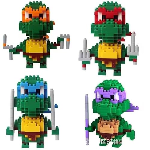 Nano Micro Blocks Set, DIY 3D-Modell, Comic Anime Figures - Teenage Mutant Turtles, Lernspielzeug Für Boy，4pc von Joyes