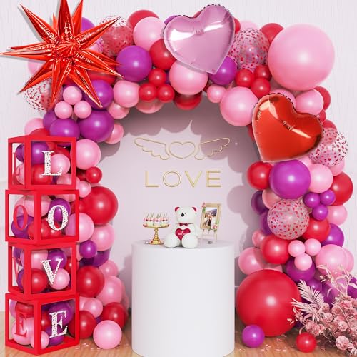 142Stück Muttertag Luftballons Girlande Muttertagsgeschenk für Mama Rot Rosa Party Dekoration Box Buchstabe Herzförmiger Luftballons für Mothers Day Heiratsantrag Valentinstags Ballon Geburtstag Deko von JoyeuVie