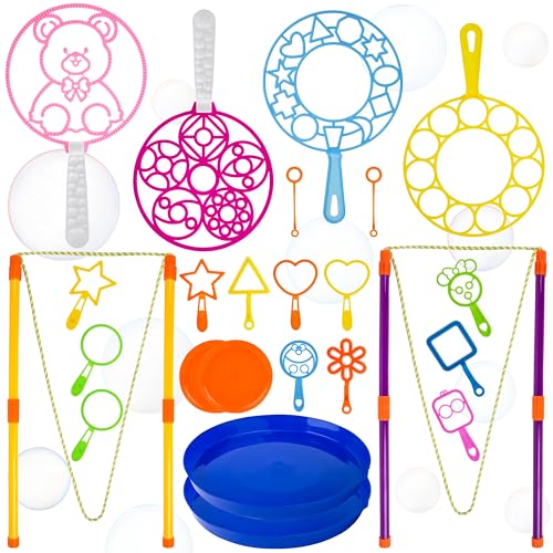 24Stück Seifenblasen Set 2 Paar Seifenblasen Groß Stab Perfekt Bubble Sticks Geschenke Buntes Seifenblasen Spielzeug für Sommer Outdoor Kinder Geburtstag Partys Hochzeit von JoyeuVie