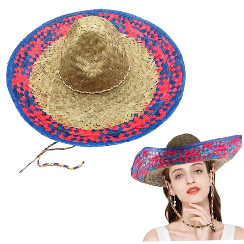 Joygoodta Sombrero Weitkrempe Stroh Mexikaner Sombrero Sombrero Hüte mit verstellbarem Kinngurt ein mexikanischer Hut für Erwachsene für die Fiesta -Party Karneval Sommer von Joygoodta