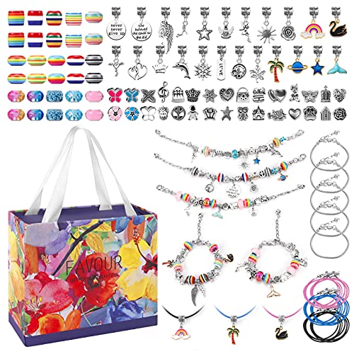 Joyhoop Herstellung von Armbändern für Mädchen, 94-teiliges Schmuckset mit Perlen für Armbänder, Silberarmband mit 11 Armbändern, DIY, zu Weihnachten, für Mädchen 5-14 Jahre von Joyhoop