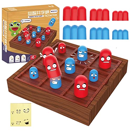Joyivike Big Eat Small Game Tic-Tac-Toe-Brettspiel Aus Holz Für Kinder | Interaktives Eltern-Kind-Spielspielzeug | Klassisches Stapelbecher-Spielzeug | Frühpädagogisches Spielzeug (mit Aufkleber) von Joyivike