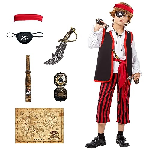 Joykindom Piratenkostüm Kinder Jungen, Faschingskostüme Kinder Jungen Piraten Kostüm Kinder Kostüm, Karneval Kostüm Kinder Jungen L(10-12 Jahre) von Joykindom