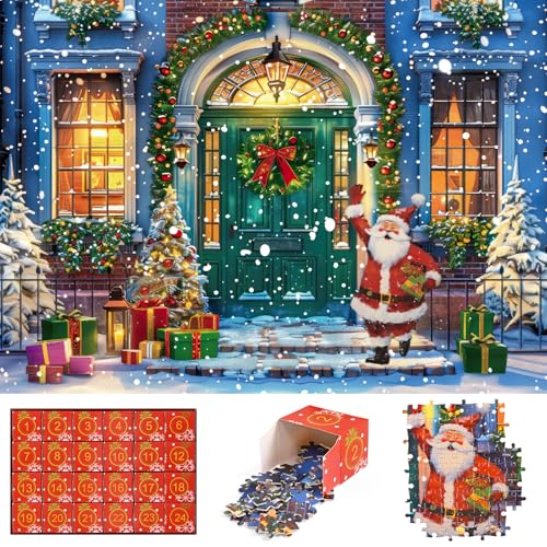 Joymaking Adventskalender 2024 Puzzle, 1008 Teile Weihnachtspuzzles Countdown-Kalender-Puzzles,24 Boxen Puzzle Adventskalender Erwachsene und Kinder,Weihnachts Jigsaw Puzzle Geschenke von Joymaking