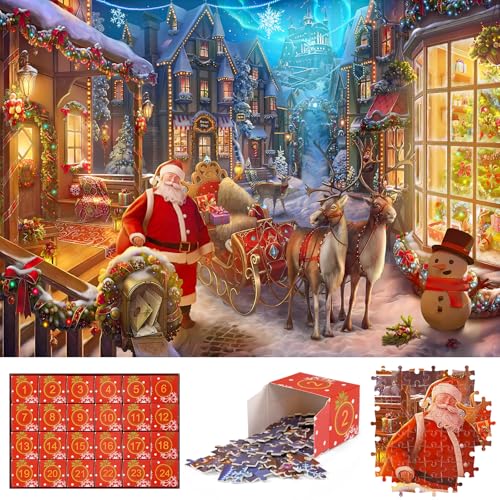 Joymaking Adventskalender 2024 Puzzle,1008 Teile Weihnachts Adventskalender Puzzle Erwachsene und Kinder, 24 Boxen Weihnachtspuzzle Countdown Puzzle Adventskalender Weihnachts Puzzle Geschenke von Joymaking