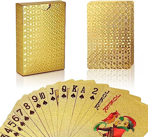 Joyoldelf Premium Spielkarten Pokerkarten Skatkarten,mit 24K Poker,aufwendig Aussehen - Hoch Qualität für Ihr Poker Vergnügen (Goldfolie) von Joyoldelf