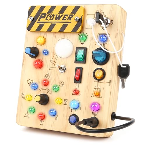 Baby Montessori Busy Board ab 1 Jahr, Motorikspielzeug mit 19 LED, Activity Board Holzspielzeug Lernspielzeug Sensorik Spielzeug, Geschenk Jungen und Mädch ab 2 3 4 Jahr von Joyreal