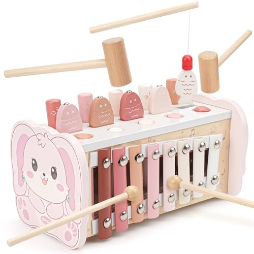 Joyreal Hammerspiel Montessori Spielzeug - 4 In 1 Holzspielzeug Baby, Xylophon Kinder Kinderspielzeug, Angelspiel Motorikspielzeug, Lernspielzeug Geschenke ab Junge Mädchen Kinder Joyreal Hammerspiel Montessori Spielzeug - 4 In 1 Holzspielzeug Baby, Xylophon Kinder Kinderspielzeug, Angelspiel Motorikspielzeug, Lernspielzeug Geschenke ab Junge Mädchen Kinder von Joyreal