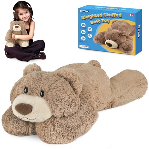 Joyreal 1.5 kg Gewichteter Teddybär gegen Angst, Angstbewältigung für Erwachsene, Gewichteter Plüschbär, Sensorische Spielzeuge für Autismus, Gewichtete Stofftiere 1,5 kg Weighted Stuffed Animal Toy von Joyreal