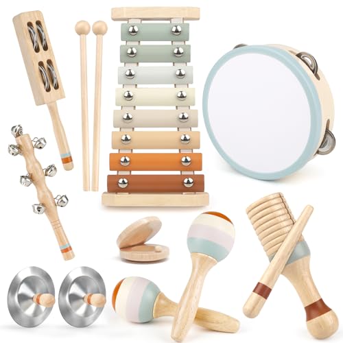 Toddler Musical Instruments, Neutral Colours Montessori Wooden Musical Instruments for Toddlers from 1-3 Years, Children's Instruments Toy, Christmas and Birthday Gift for 1-3-5 Years von Joyreal