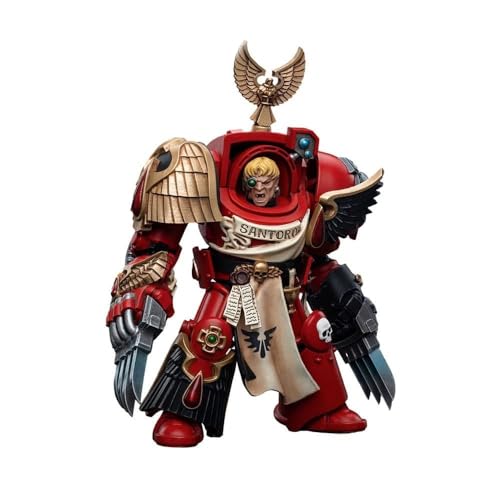 Joytoy Warhammer 40K Blood Angels Assault Terminators Brother Santoro Actionfigur im Maßstab 1:18, 13,5 cm – Sammelfigur Space Marine mit Blitzkrallen und beweglichen Gelenken für Display & Wargaming von Joytoy