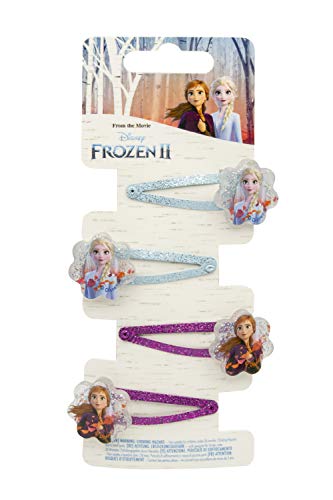 Disney Frozen - 4 Haarspangen aus Metall mit blumenförmigen Glitzeranhänger aus Kunststoff von Joytoy