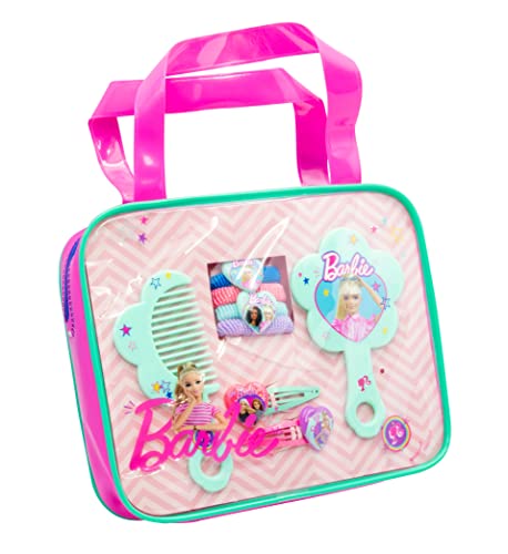 Joy Toy - Barbie Haarschmuckset mit 2 Glitzerhaarspangen, 4 Haarbänder, Kamm und Spiegel im Glitzertäschchen 19x4x16 cm Joy Toy - Barbie Haarschmuckset mit 2 Glitzerhaarspangen, 4 Haarbänder, Kamm und Spiegel im Glitzertäschchen 19x4x16 cm von Joytoy