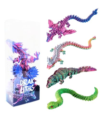 Joy Toy - Drakliths 24159 - 3D-gedruckte Tiere; Drache - Drache mit Flügel - Schlange - Krokodil ; voll bewegliche Tiere, Zappelspielzeug in Geschenkspackung 8x4,5x20 cm Joy Toy - Drakliths 24159 - 3D-gedruckte Tiere; Drache - Drache mit Flügel - Schlange - Krokodil ; voll bewegliche Tiere, Zappelspielzeug in Geschenkspackung 8x4,5x20 cm von Joytoy