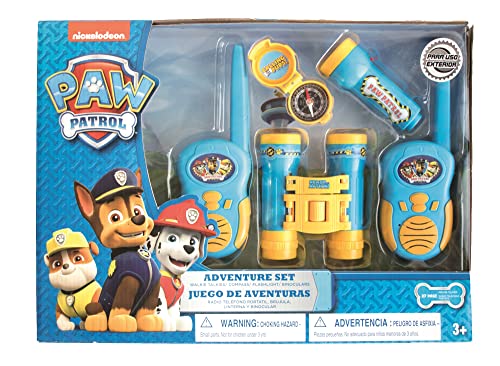 PAW Patrol Patrol Adventureset 5 TLG Walkie Talkies (Batterie 6X AA Nicht enthalten), Fernglas, Kompass und Taschenlampe (Batterie 2X AAA Nicht enthalten) in Geschenkpackung 38,6x5,5x28,7 cm bunt von Joytoy