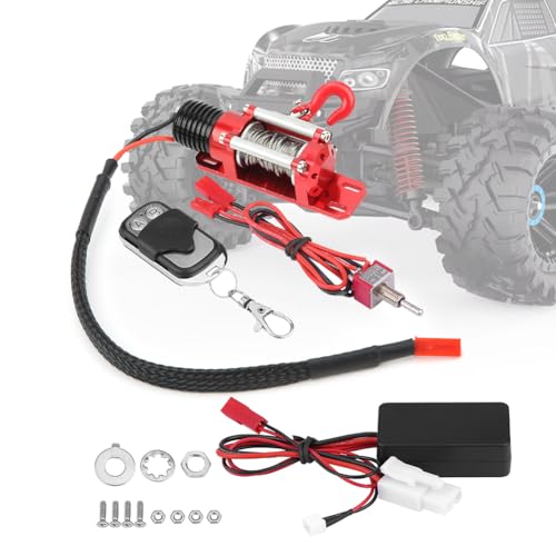 Joyzan RC Seilwinde 1/10, Maßstab Crawler Winch Anhänger Modellautos Fahrzeug Drahtlose Metallwinde Fernbedienung Kit Simulation Auto Winde 1:10 Zubehör Controller Funkfernbedienung Empfänger von Joyzan