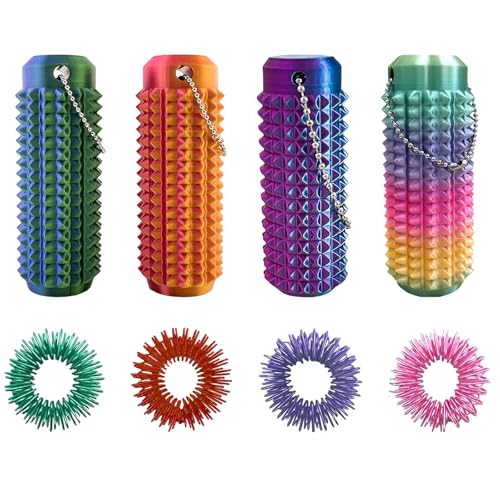 Fidget Toys, Sensorik Spielzeug, 8 Stück Fidget Toy Enthalten 4 Schlüsselanhänger und 4 Fingerringe, Sensory Play für Stressabbau und Konzentration Fidget Toys, Sensorik Spielzeug, 8 Stück Fidget Toy Enthalten 4 Schlüsselanhänger und 4 Fingerringe, Sensory Play für Stressabbau und Konzentration von JrnSvp