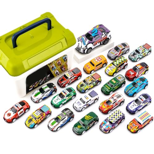 Jrpzcv 21PCS Autos Spielzeugautos zum Zurückziehen Spielzeugautos Spielzeug mit Aufbewahrungsbox Push-and-Pull-Back-Fahrzeuge mit Reibungsantrieb für Kinder im Alter Von 3 4 5 6 7 Jahren von Jrpzcv