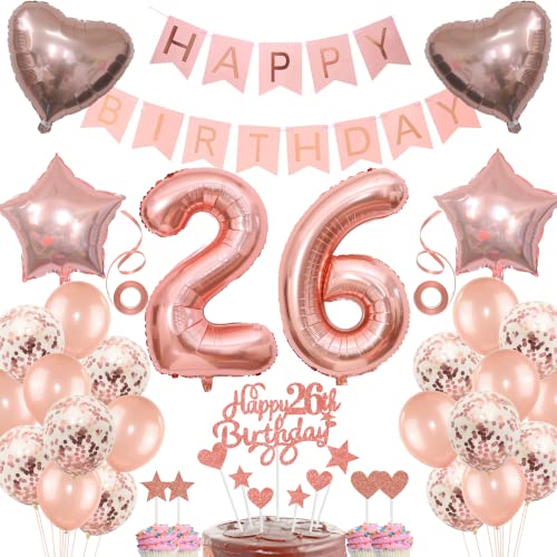 Deko 26. Geburtstag frau Tortendeko 26 Geburtstag frauen Deko Geschenk für 26. Geburtstag frau Rosegold Geburtstag 26 frauen 26 jahre Geburtstag deko Ballon 26 Geburtstag 26 jahre frau von Jrzyhi